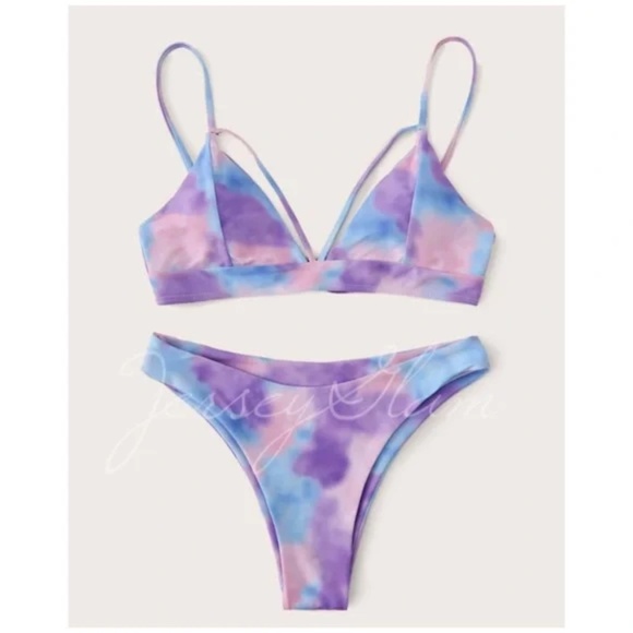 CLEARANCE Tie Dye Harness Strappy 2Pc Bikini Swimsuit - Picture 1 of 5